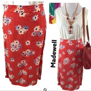 Madewell red stripe/floral a-line skirt 0